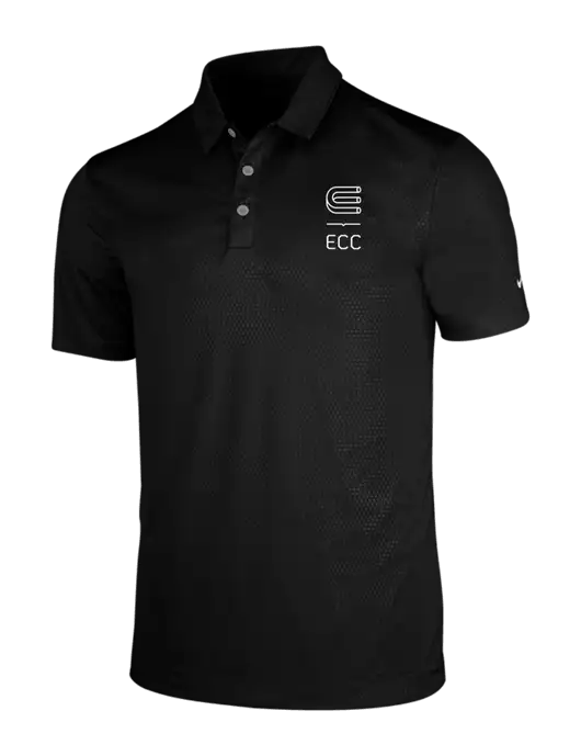 NIKE Black Dri-Fit Embossed Tri-Blade Polo w/ECC Logo