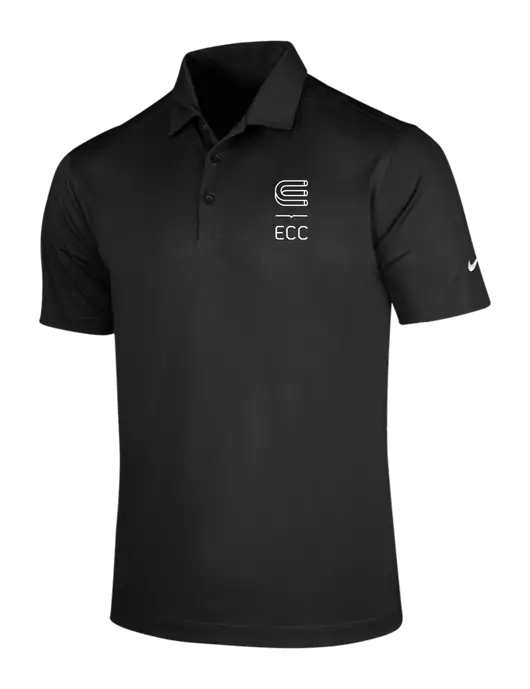 NIKE Black Dri-Fit Vertical Mesh Polo w/ECC Logo
