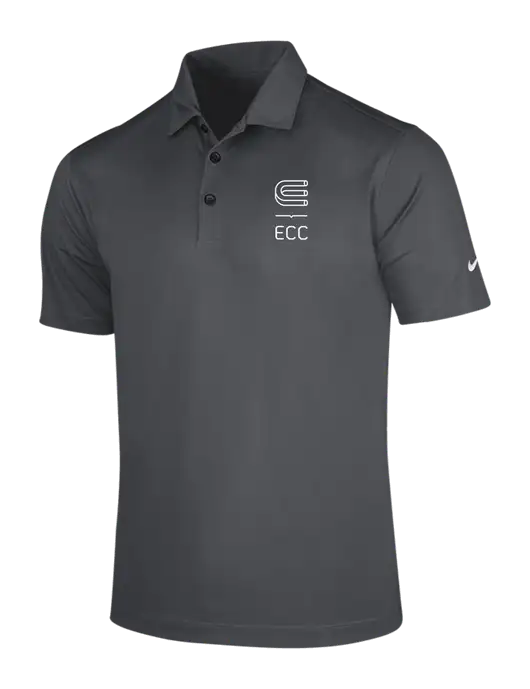 NIKE Dark Grey Dri-Fit Vertical Mesh Polo w/ECC Logo
