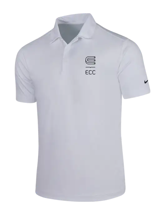 NIKE White Dri-Fit Vertical Mesh Polo w/ECC Logo