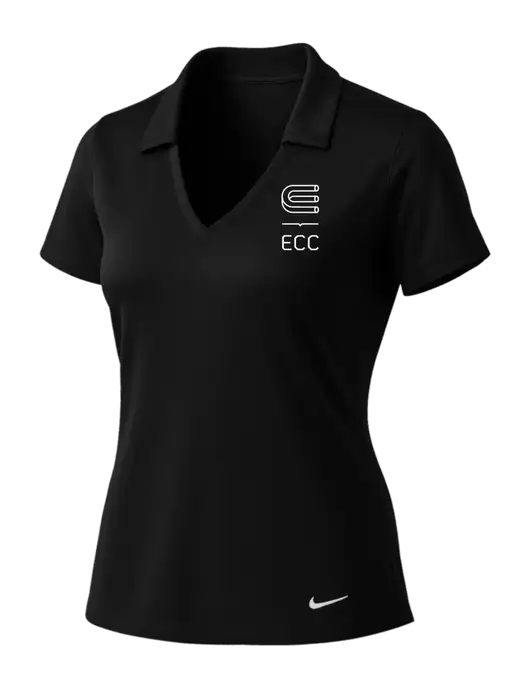 NIKE Black Womens Dri-Fit Vertical Mesh Polo w/ECC Logo