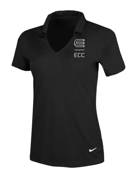 NIKE Black Womens Dri-Fit Vertical Mesh Polo w/ECC Logo