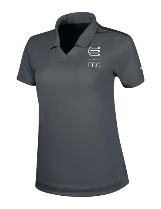 NIKE Dark Grey Womens Dri-Fit Micro Pique Polo w/ECC Logo
