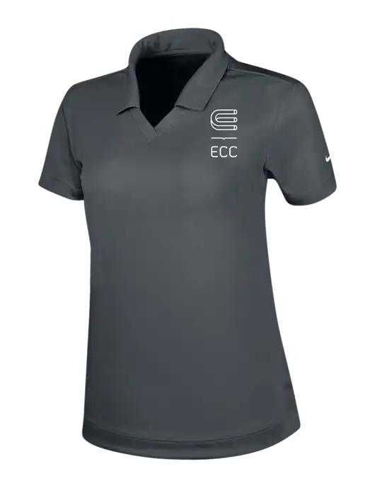 NIKE Dark Grey Womens Dri-Fit Micro Pique Polo w/ECC Logo