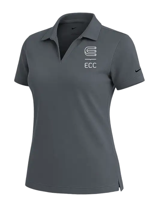 NIKE Dark Grey Womens Dri-Fit Micro Pique Polo w/ECC Logo