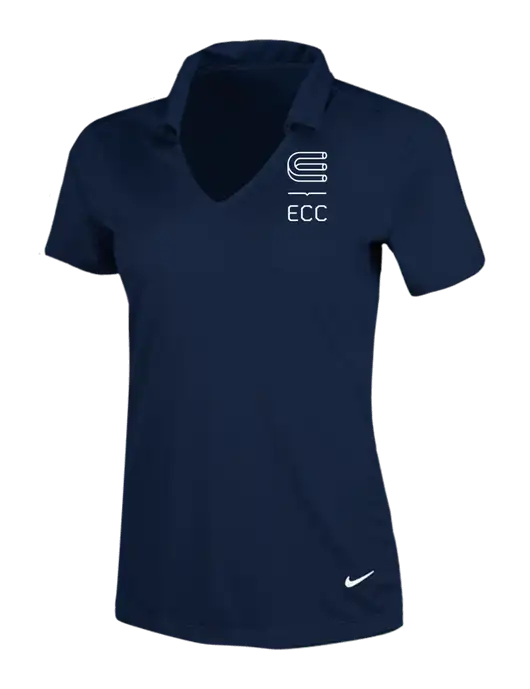 NIKE Dark Navy Womens Dri-Fit Vertical Mesh Polo w/ECC Logo