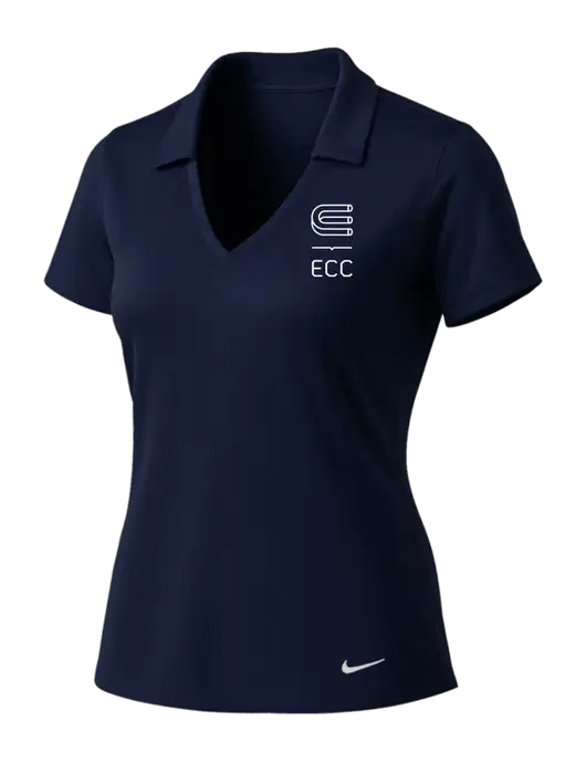 NIKE Dark Navy Womens Dri-Fit Vertical Mesh Polo w/ECC Logo