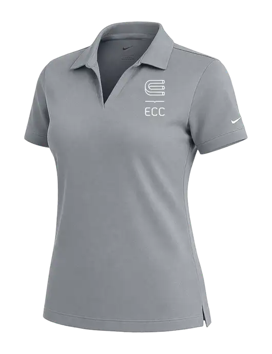 NIKE Medium Grey Womens Dri-Fit Micro Pique Polo w/ECC Logo
