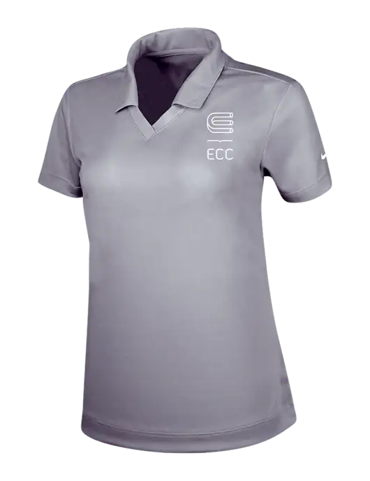 NIKE Medium Grey Womens Dri-Fit Micro Pique Polo w/ECC Logo