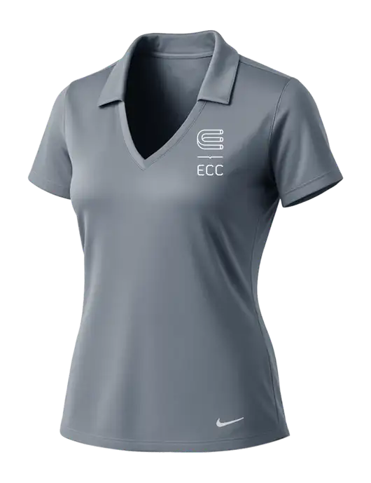 NIKE Medium Grey Womens Dri-Fit Vertical Mesh Polo w/ECC Logo