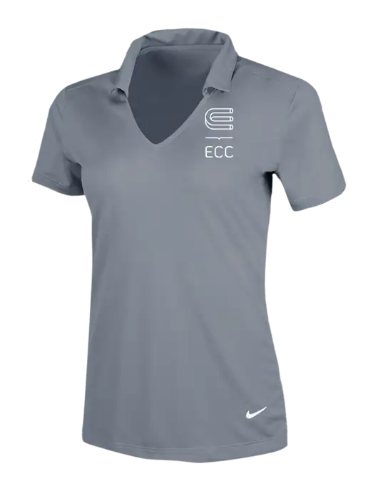 NIKE Medium Grey Womens Dri-Fit Vertical Mesh Polo w/ECC Logo
