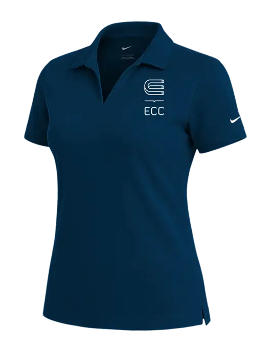 NIKE Navy Womens Dri-Fit Micro Pique Polo w/ECC Logo