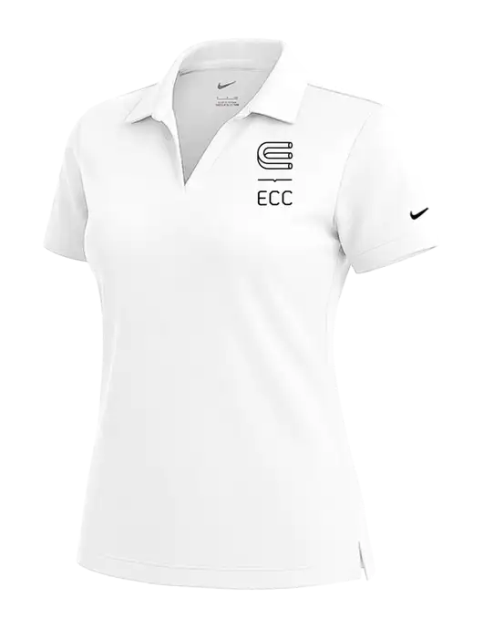NIKE White Womens Dri-Fit Micro Pique Polo w/ECC Logo