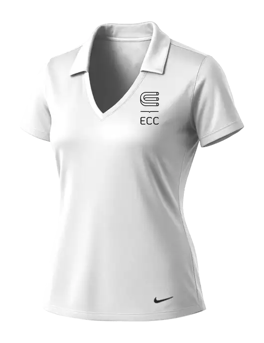 NIKE White Womens Dri-Fit Vertical Mesh Polo w/ECC Logo