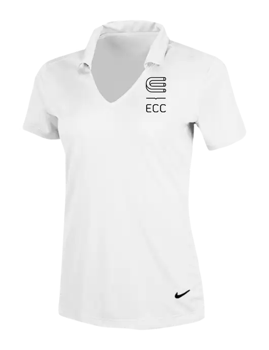 NIKE White Womens Dri-Fit Vertical Mesh Polo w/ECC Logo