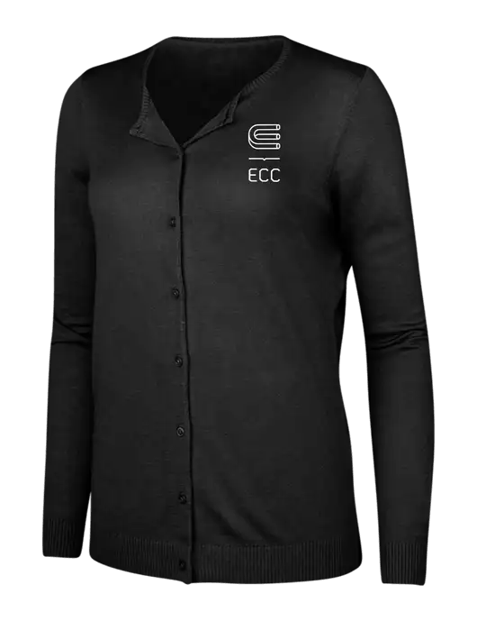 Black Womens Cardigan Sweater w/ECC Logo