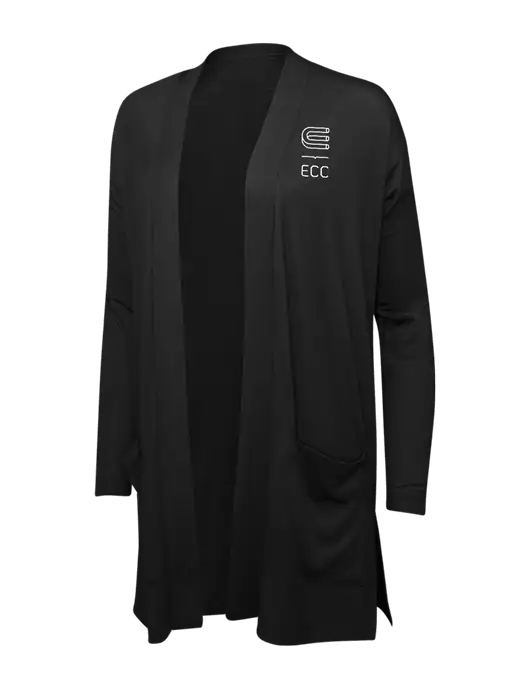 Black Womens Concept Long Pocket Cardigan w/ECC Logo