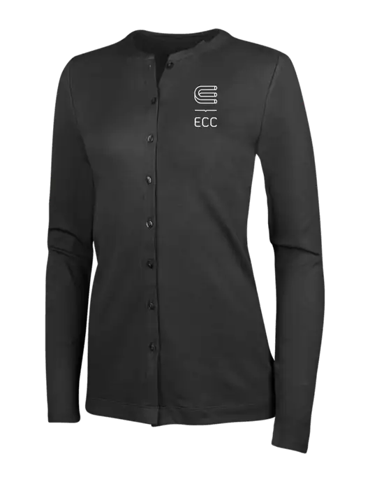 Black Womens Concept Stretch Button-Front Cardigan Sweater w/ECC Logo