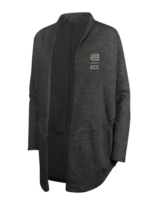 Charcoal Heather/ Medium Heather Grey Womens Interlock Cardigan w/ECC Logo