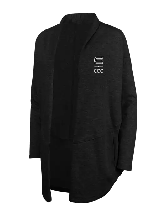 Deep Black/Charcoal Heather Womens Interlock Cardigan w/ECC Logo