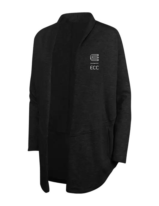 Deep Black/Charcoal Heather Womens Interlock Cardigan w/ECC Logo