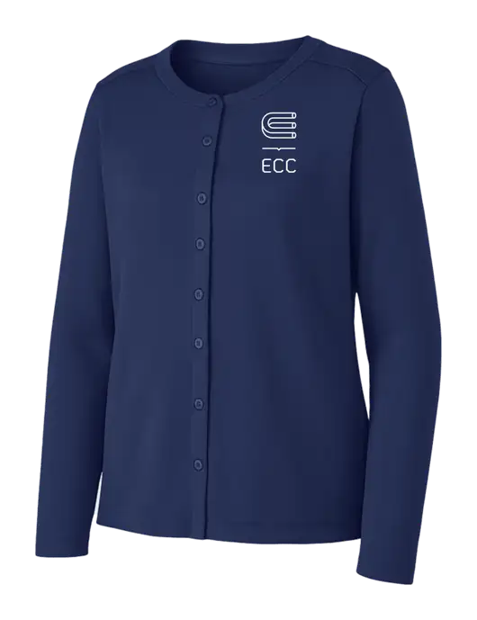 Dress Blue Navy Womens Concept Stretch Button-Front Cardigan Sweater w/ECC Logo
