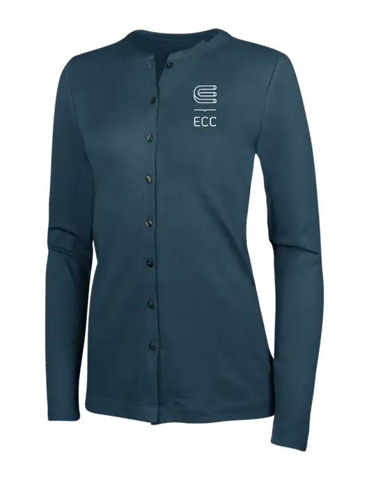 Dress Blue Navy Womens Concept Stretch Button-Front Cardigan Sweater w/ECC Logo