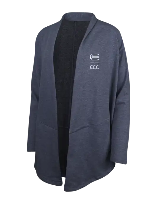 Estate Blue Heather/Charcoal Heather Womens Interlock Cardigan w/ECC Logo