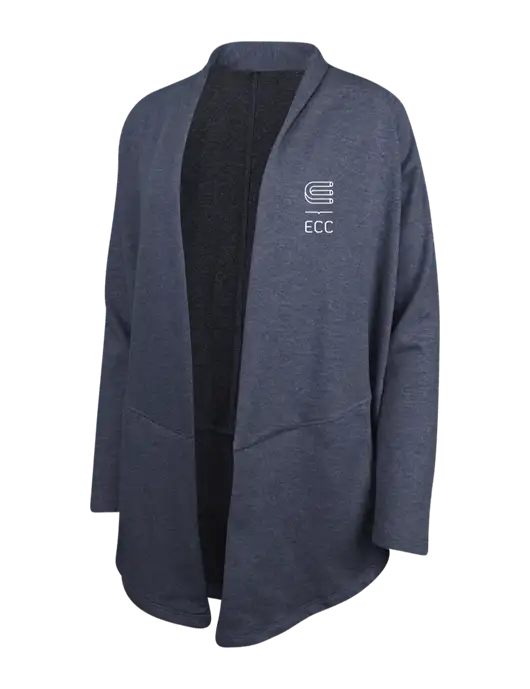 Estate Blue Heather/Charcoal Heather Womens Interlock Cardigan w/ECC Logo