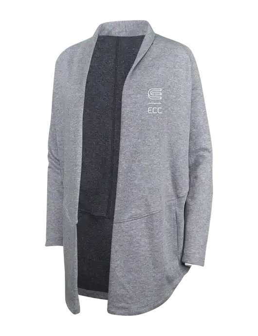 Medium Heather Grey/Char Heather Womens Interlock Cardigan w/ECC Logo