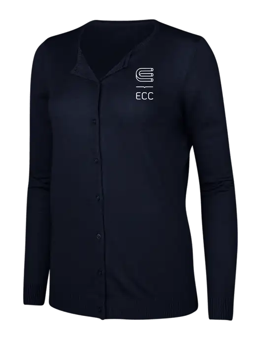 Navy Womens Cardigan Sweater w/ECC Logo