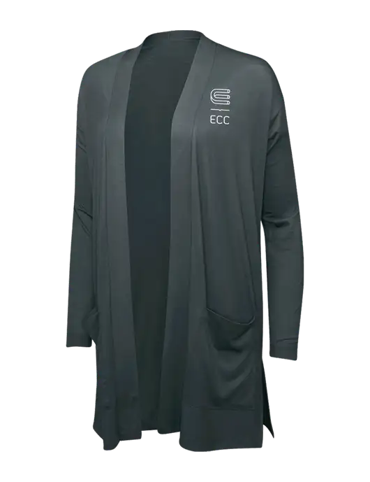 Smoke Grey Womens Concept Long Pocket Cardigan w/ECC Logo
