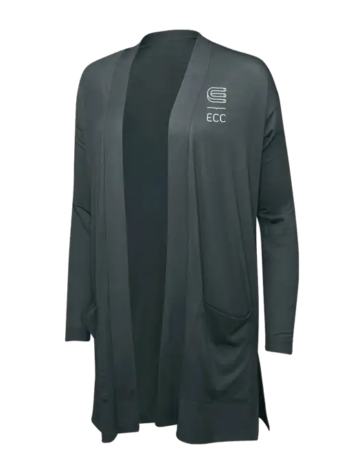 Smoke Grey Womens Concept Long Pocket Cardigan w/ECC Logo