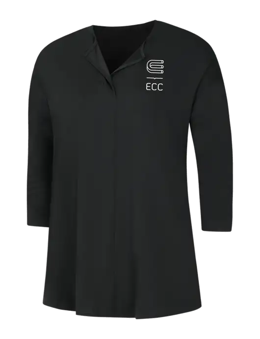 Black Womens Concept 3/4 Sleeve Soft Split Neck Top w/ECC Logo