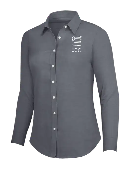 Dark Grey Womens SuperPro Oxford Shirt w/ECC Logo