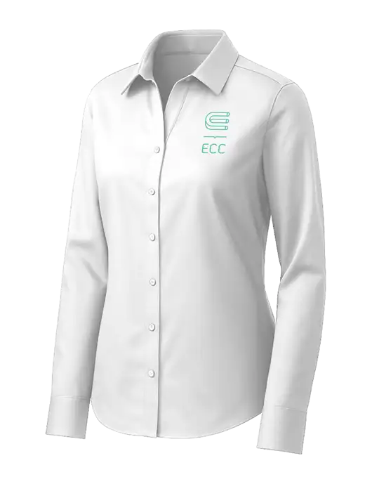 Brooks Brothers Womens White Wrinkle-Free Stretch Pinpoint Shirt w/ECC Logo