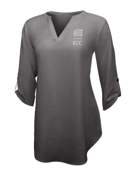 Dark Grey Womens 3/4 Sleeve Tunic Blouse w/ECC Logo