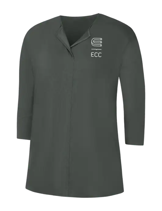 Dark Grey Womens Concept 3/4 Sleeve Soft Split Neck Top w/ECC Logo