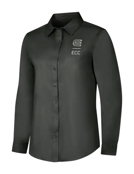 Dark Grey Womens Long Sleeve Superpro React Twill Shirt w/ECC Logo