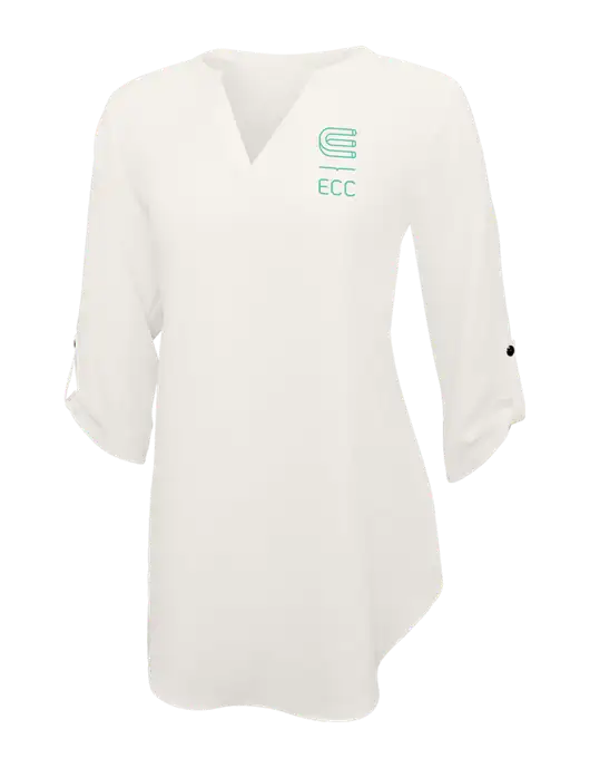Ivory Womens 3/4 Sleeve Tunic Blouse w/ECC Logo