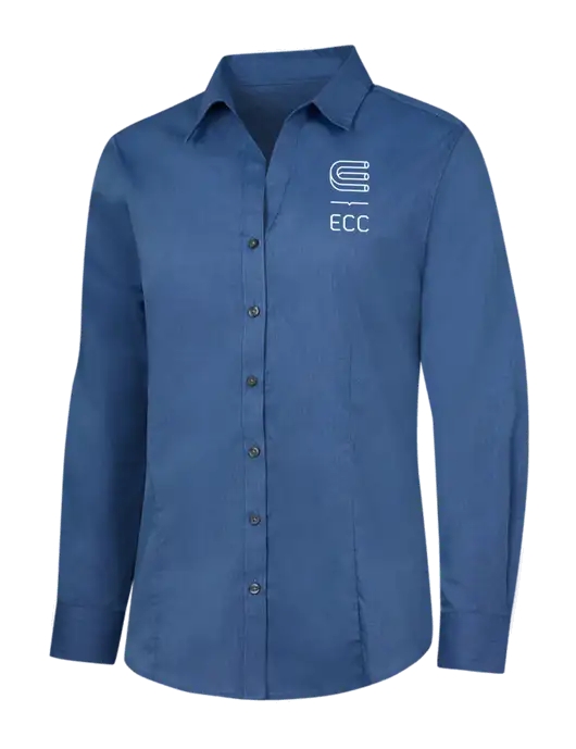 Light Navy Womens Crosshatch Easy Care Shirt w/ECC Logo