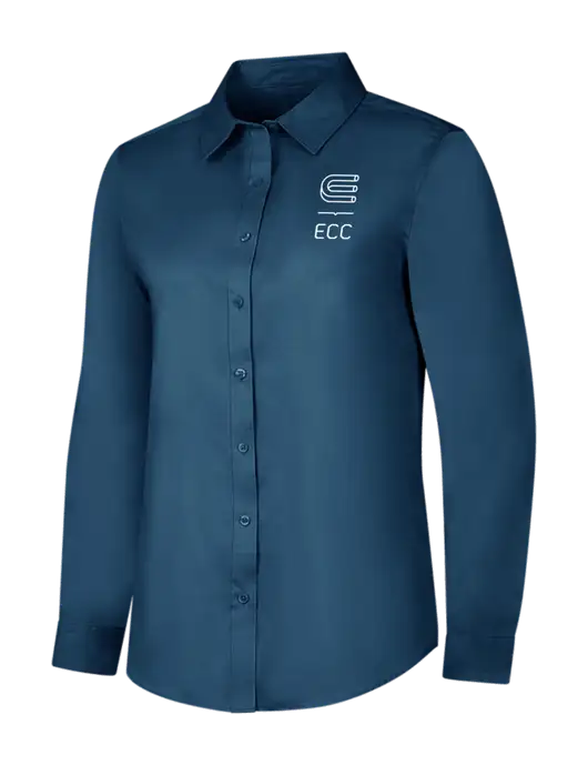 Light Navy Womens Long Sleeve Superpro React Twill Shirt w/ECC Logo