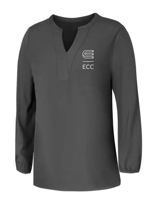 Mercer+Mettle Womens Dark Grey Stretch Crepe 3/4 Sleeve Blouse w/ECC Logo