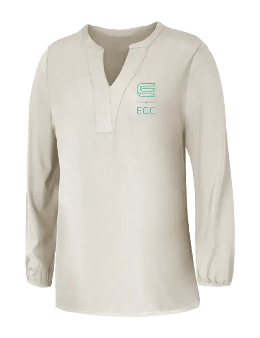 Mercer+Mettle Womens Ivory Stretch Crepe 3/4 Sleeve Blouse w/ECC Logo