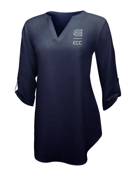 Navy Womens 3/4 Sleeve Tunic Blouse w/ECC Logo