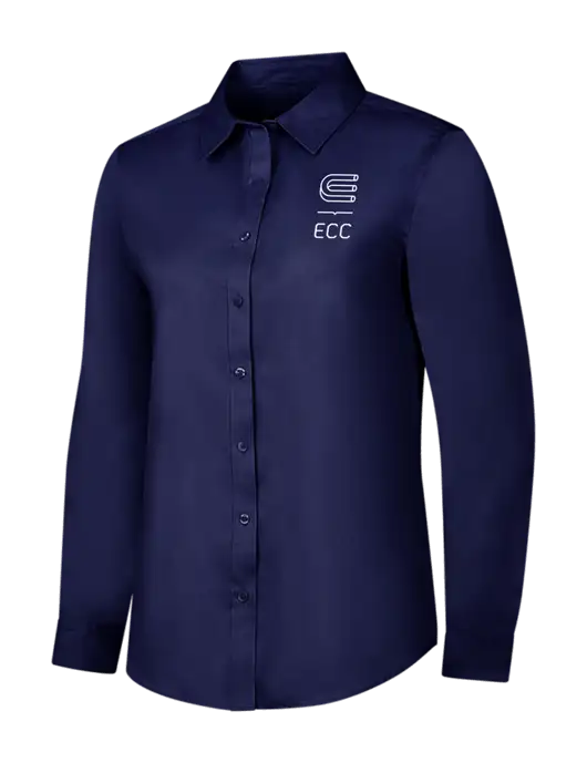 Navy Womens Long Sleeve Superpro React Twill Shirt w/ECC Logo