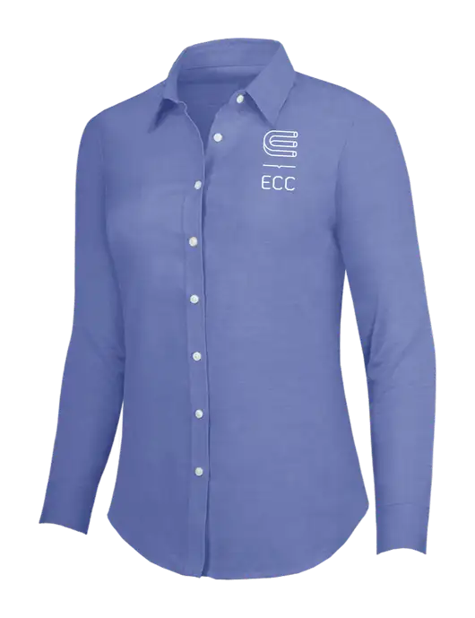 Navy Womens SuperPro Oxford Shirt w/ECC Logo