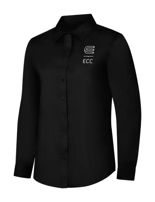 Womens Black Long Sleeve Superpro React Twill Shirt w/ECC Logo