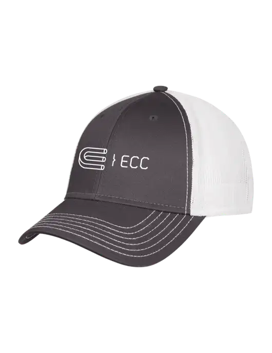 Dark Grey/White Mesh Trucker Cap Snap Back w/ECC Logo