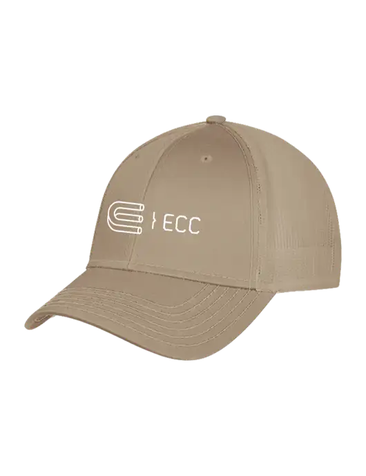 Khaki Mesh Trucker Cap Snap Back w/ECC Logo